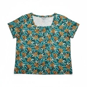 Croft & Barrow Women's Cotton Tropical‎ Top Tee 3X Short Sleeve Summer Vacation